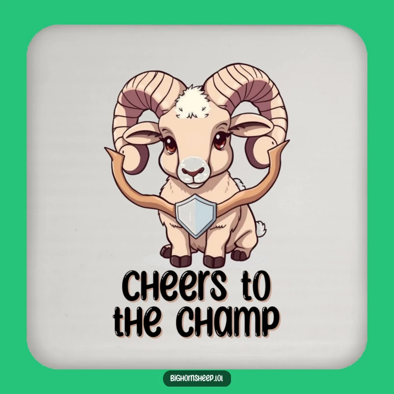 Funny Trophy Bighorn Sheep Coaster: Protect Surfaces with Victorious Humor!