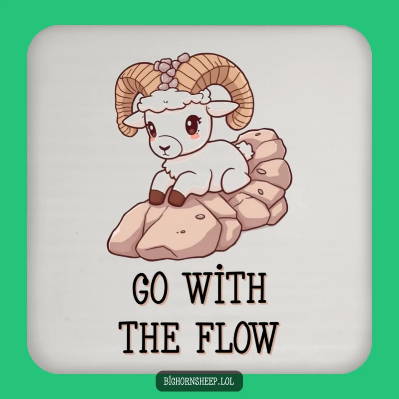 Funny Bighorn Sheep Pebble Crown Coaster - Hilarious Rocky Slope Drink Protector Gift