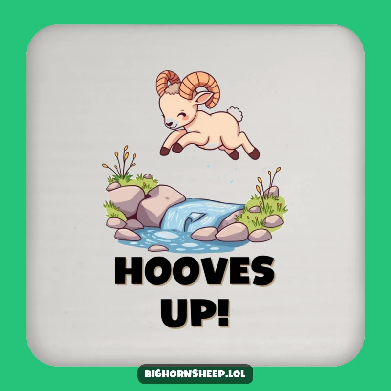 Funny Bighorn Sheep Cub Leaping Drink Coaster, Charming Hilarious Gift for Table Protection