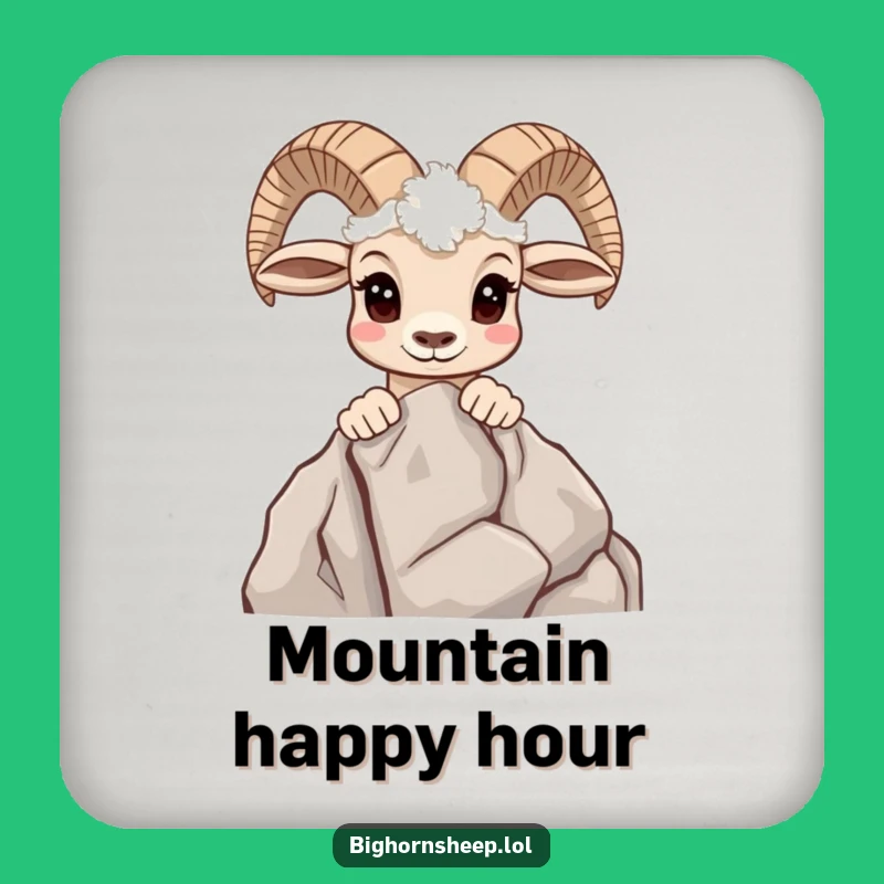 Funny Bighorn Sheep Coaster: Curious Mountain Protection - Housewarming Gift