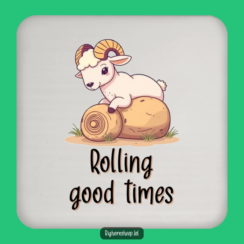 Funny Tumbleweed Nudge Bighorn Sheep Coaster - Protect Surfaces with Desert Charm