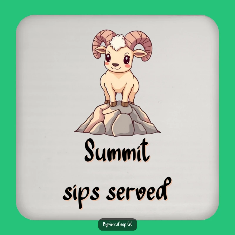 Funny Peak Bighorn Sheep Coaster - Protect Surfaces with Hilarious Pride