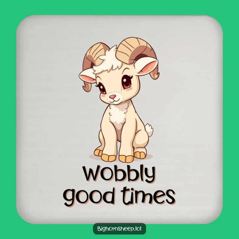 Funny Wobbly Bighorn Sheep Cub Coaster - Protect Surfaces with Humor!