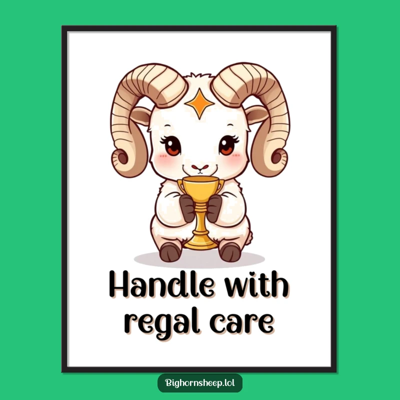 Funny Bighorn Sheep Chalice Poster: Majestic Humor for Your Walls!