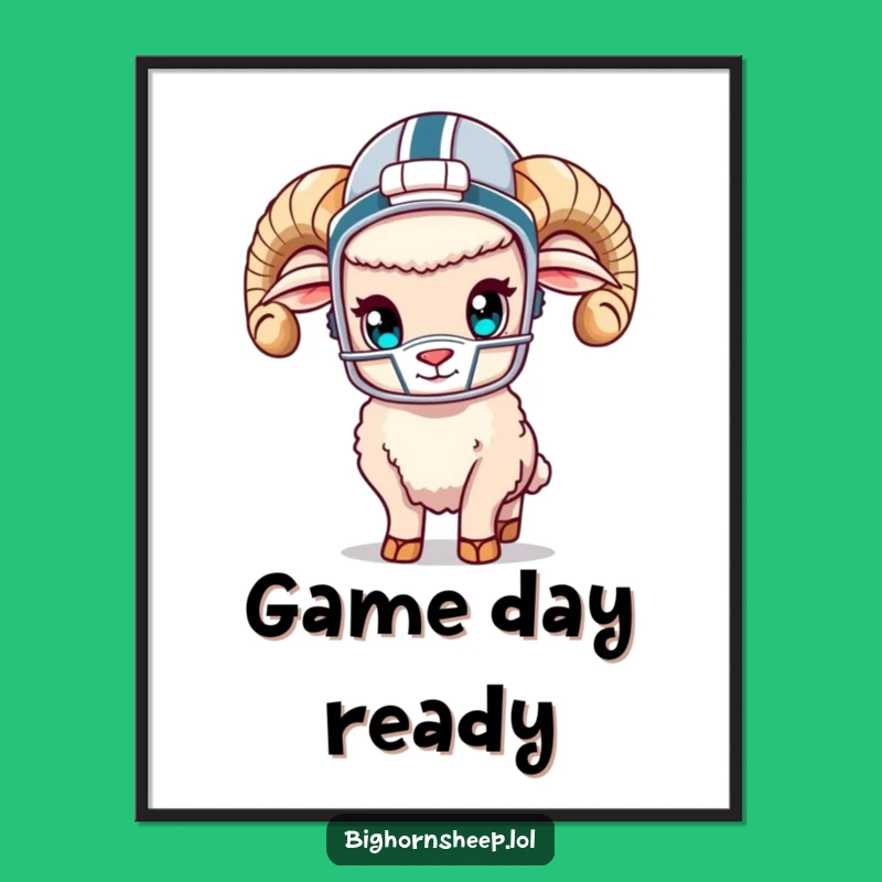 Funny Bighorn Sheep Football Art Print - Hilarious Wall Decor for Sports Fans