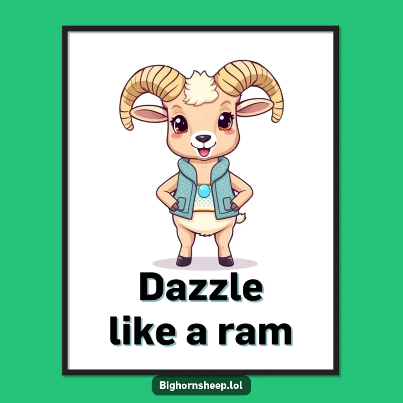 Funny Bighorn Sheep Sparkly Vest Poster: Add Sparkle and Humor to Your Walls!