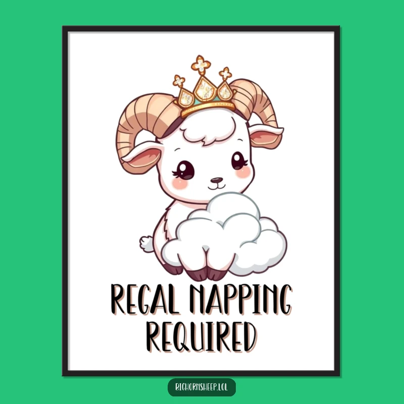 Funny Bighorn Sheep Tiara Poster: Hilarious Wall Art for a Happy Home
