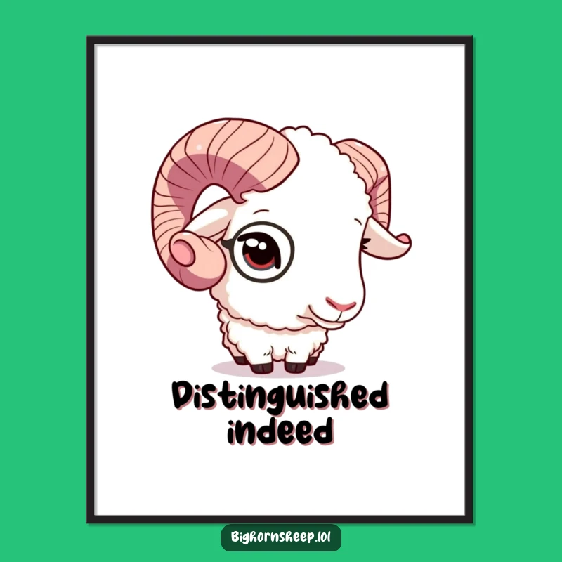 Funny Dapper Sheep Monocle Poster, Sophisticated Art, Ideal Funny Gift