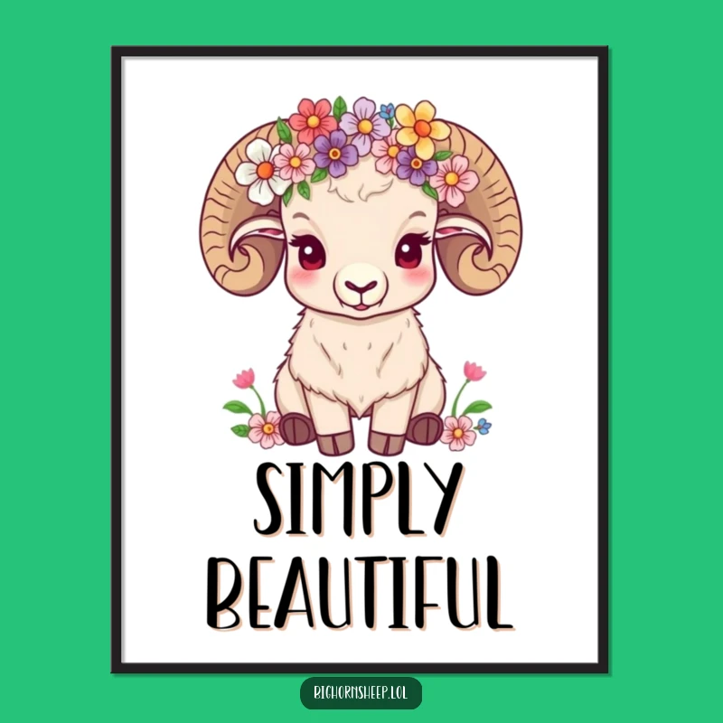 Funny Flower Crown Sheep Poster, Serene Wall Art, Ideal Funny Gift