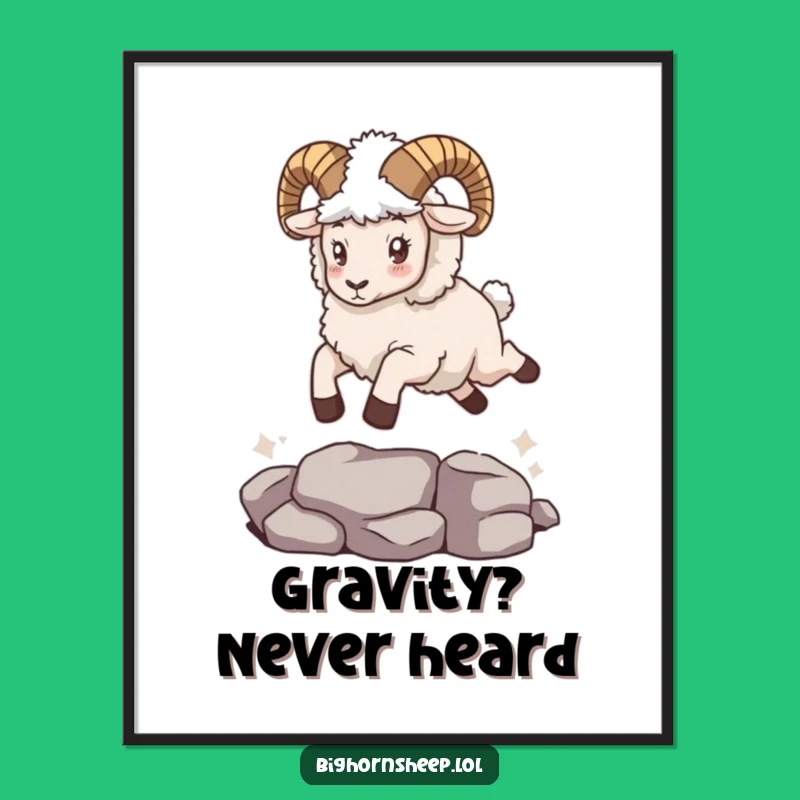 Funny Bighorn Sheep Leaping Poster: Hilarious Wall Art for Adventurous Souls