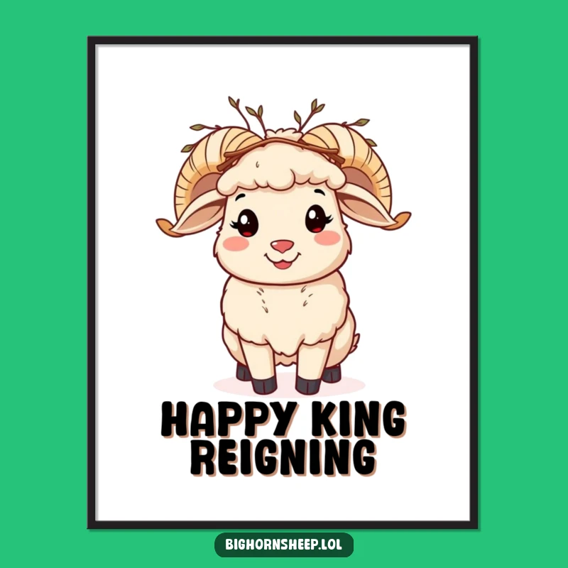 Funny Bighorn Sheep Twig Crown Poster: Bring Woodland Cheer Indoors!