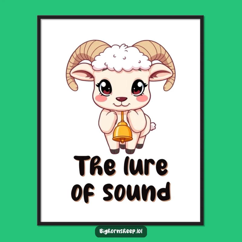 Funny Bighorn Sheep Bell Art Print - Curious Eyes Decor