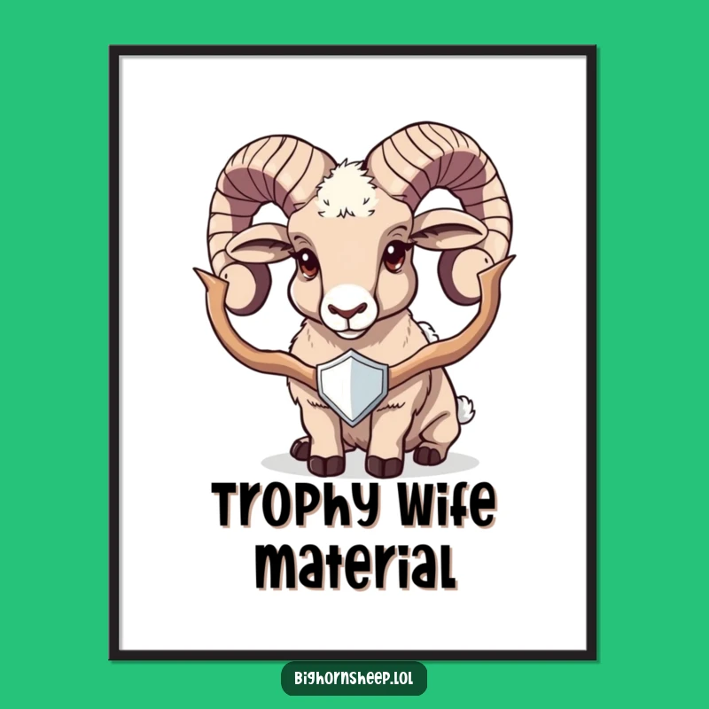 Funny Trophy Bighorn Sheep Poster: Display Your Victories with Humorous Art!