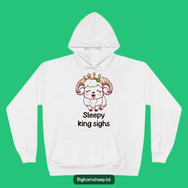 Cozy Funny Sleepy Bighorn Sheep Moss Crown Hoodie: Your Ultimate Relaxation Gear!