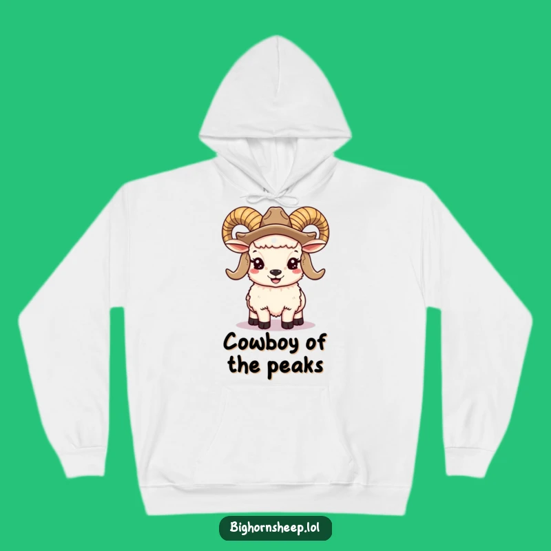 Funny Bighorn Sheep Cowboy Hoodie: Cozy Smiling Ram, Warm & Hilarious Western Gift Apparel