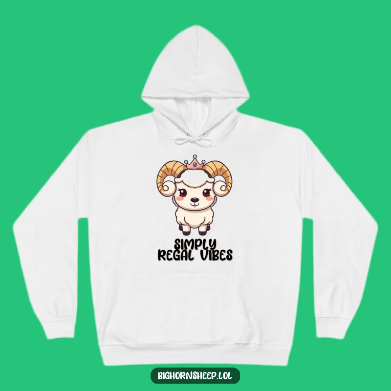 Cozy Funny Regal Bighorn Sheep Hoodie - Gentle Smile Crown