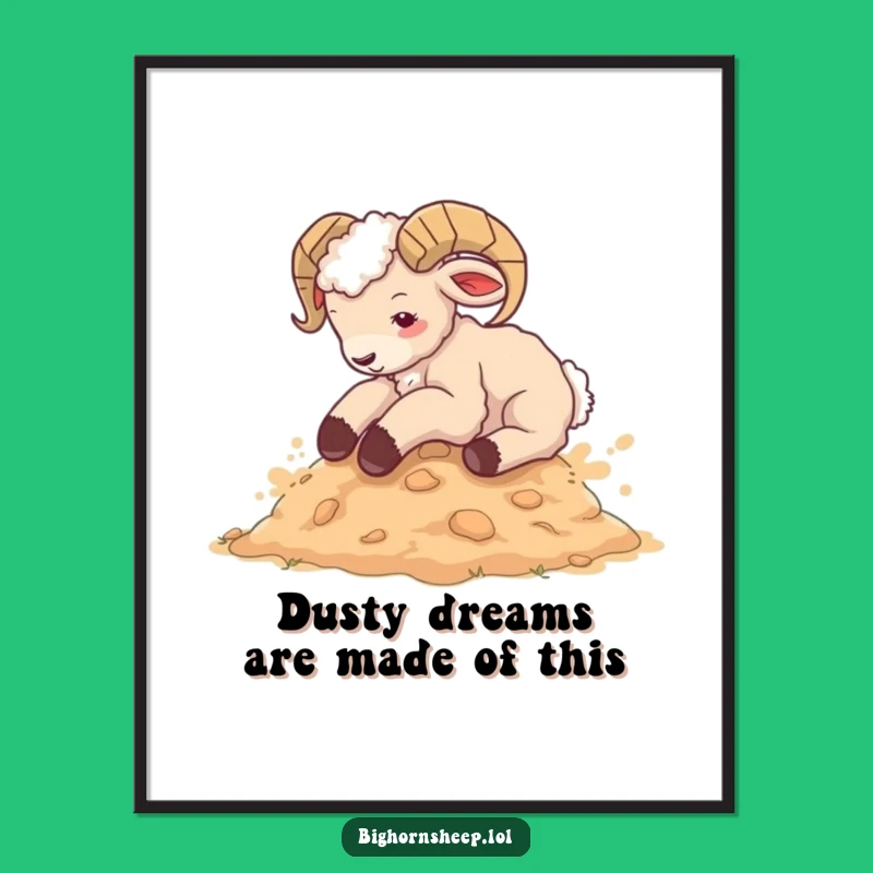 Funny Free Printable Wall Art: Bighorn Sheep Cub Rolling in Dust Joy