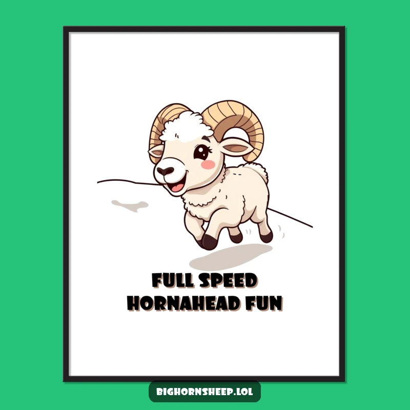 Free Printable Funny Wall Art: Exuberant Bighorn Sheep, Joyful Downloadable Home Decor