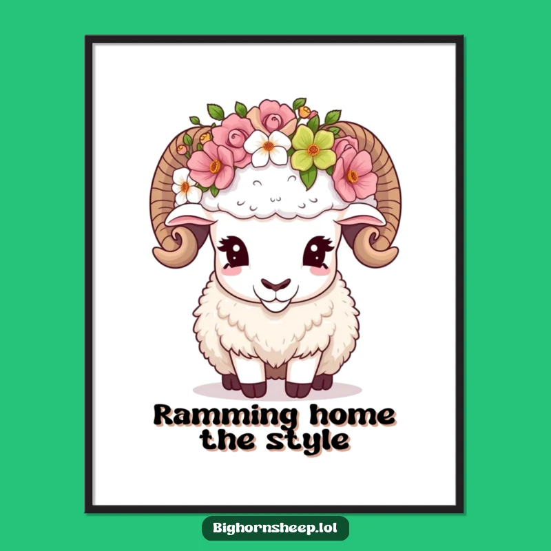 Free Printable Wall Art: Bighorn Sheep Crown Funny Downloadable Decor