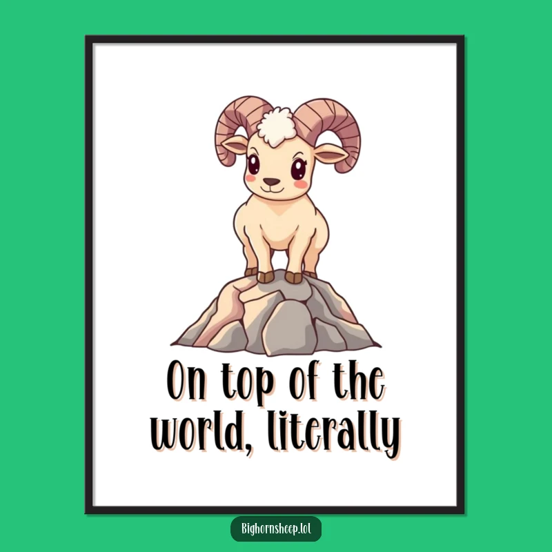 Free Printable Wall Art: Proud Bighorn Sheep Peak - Funny Downloadable Decor