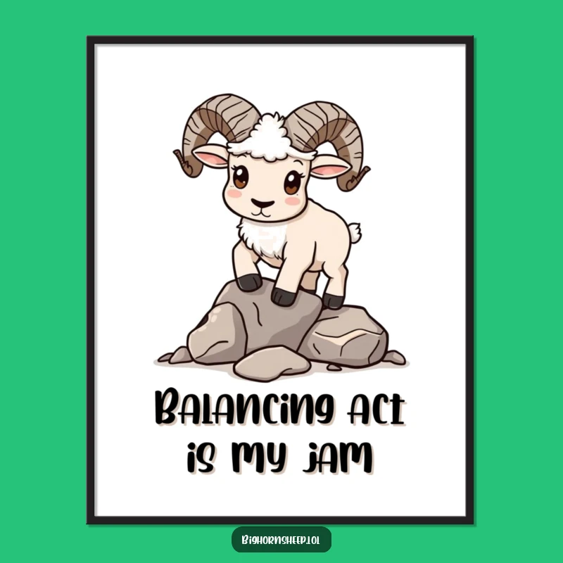 Funny Free Printable Wall Art: Sheep Rock Balance - Determined Downloadable Decor