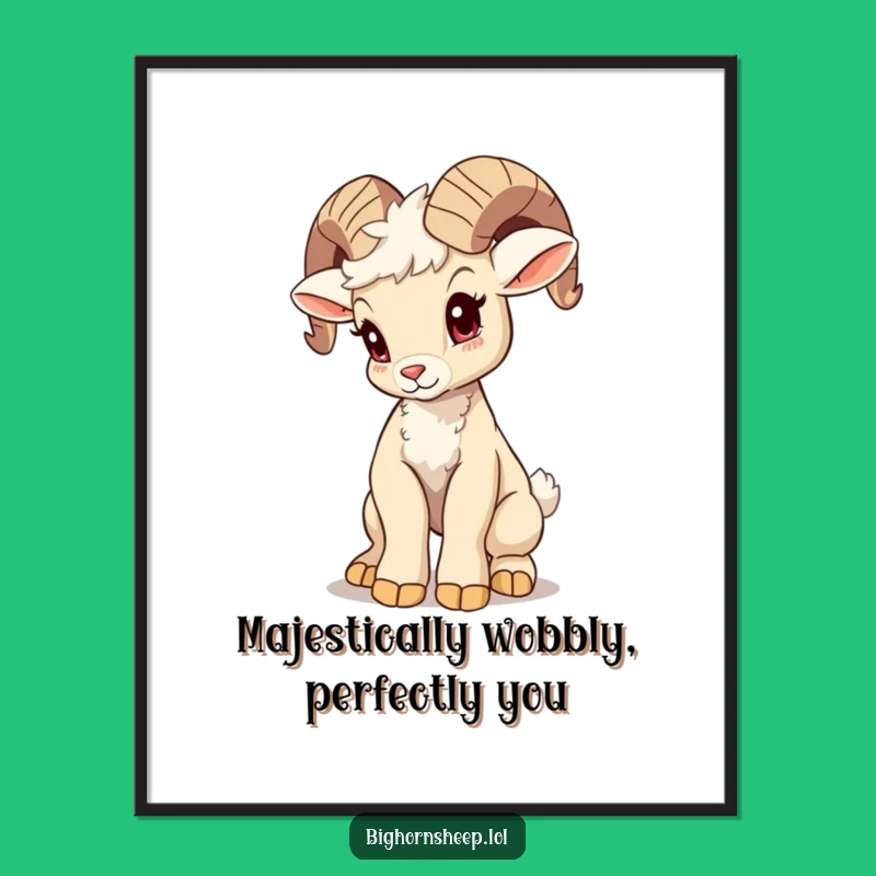 Funny Free Printable Wall Art: Wobbly Bighorn Sheep Cub Pose