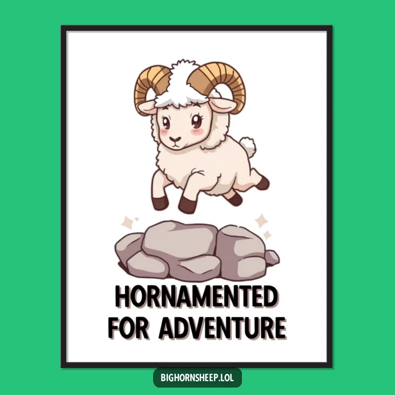 Free Printable Funny Wall Art: Leaping Bighorn Sheep, Hilarious Downloadable Home Decor