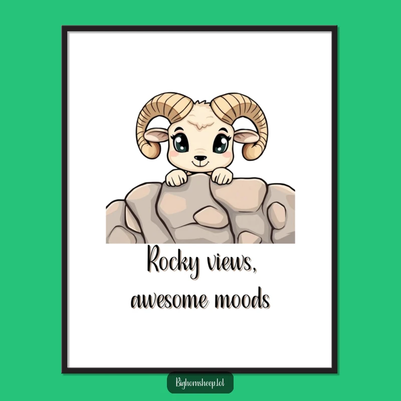 Free Printable Curious Bighorn Sheep Wall Art: Wide-Eyed Art for a Humorous Downloadable Decor