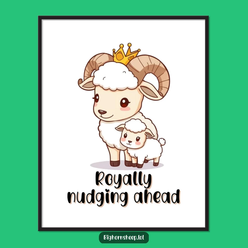 Free Printable Funny Wall Art: Royal Bighorn Sheep, Regal Downloadable Home Decor
