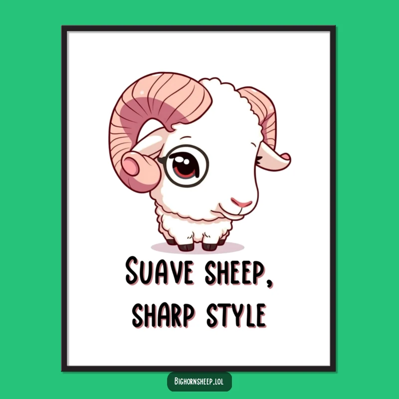 Stylish Free Printable Bighorn Sheep Monocle Art - Humorous Downloadable Decor