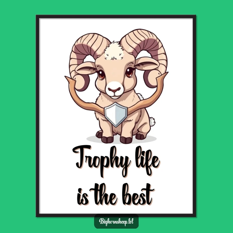 Funny Free Printable Wall Art: Bighorn Sheep's Trophy - Quirky Downloadable Decor