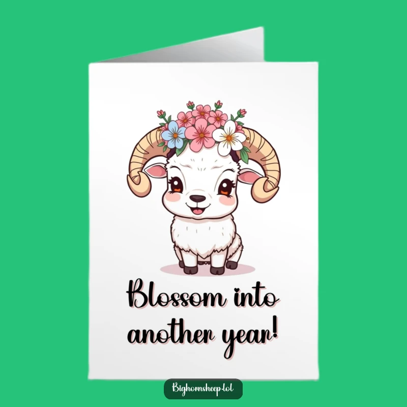 Free Printable Bighorn Birthday Card: Giggle with Blossoms, Hilarious DIY Download