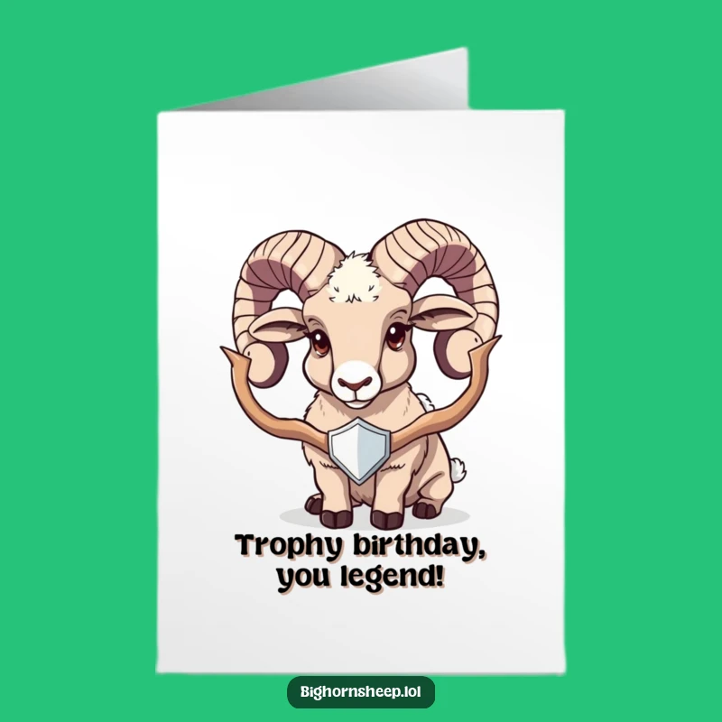Free Printable Birthday Card: Bighorn Sheep's Trophy Triumph - Funny Downloadable Gift