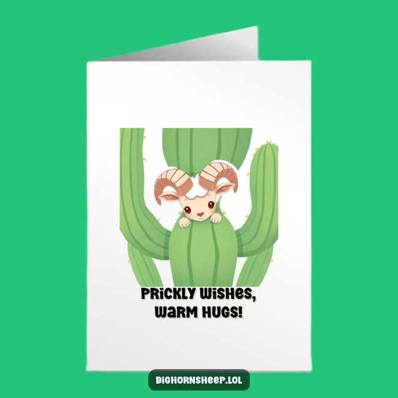Free Printable Birthday Card: Shy Bighorn Sheep Hiding, Hilarious Downloadable Greeting