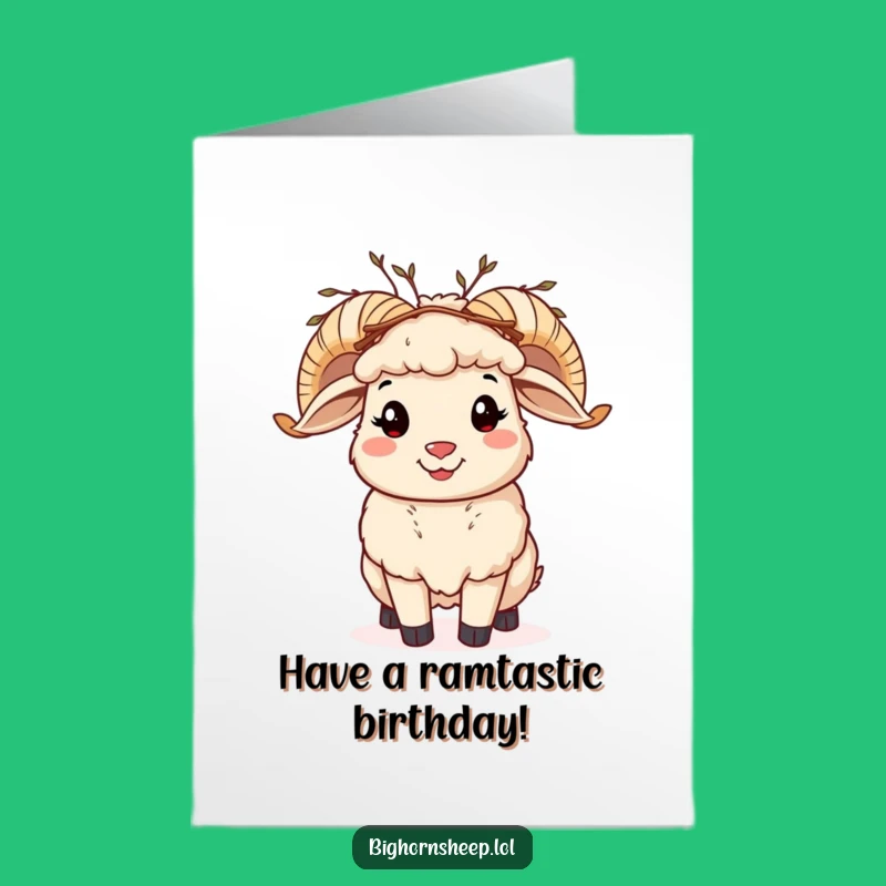 Free Printable Birthday Card: Twig Crown Bighorn Sheep Funny Downloadable Gift