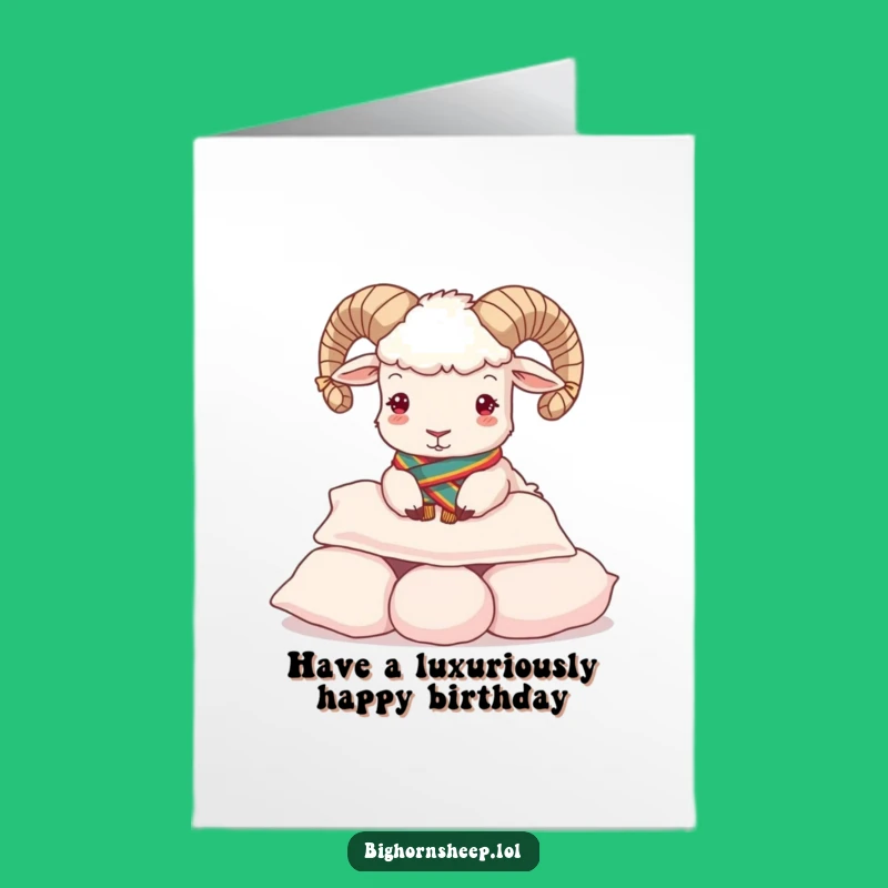 Free Printable Birthday Card: Regal Sheep Pillow Dive - Funny Downloadable Gift