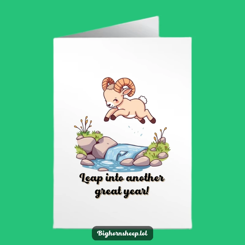 Free Printable Funny Bighorn Sheep Birthday Card for Kids - A Leap of Joy Downloadable.