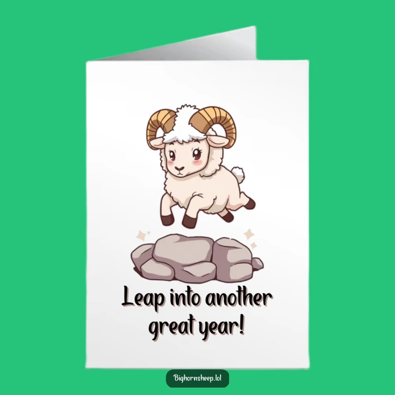 Free Printable Funny Birthday Card: Leaping Bighorn Sheep, Hilarious Downloadable Gift