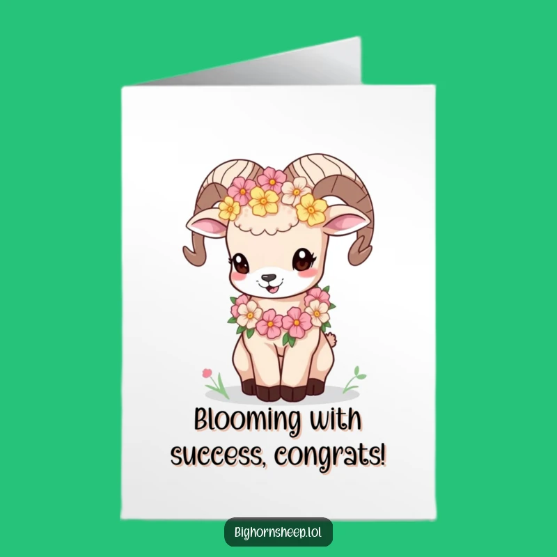 Free Printable Bighorn Sheep Cub Congrats Card: Funny Flower Power Download