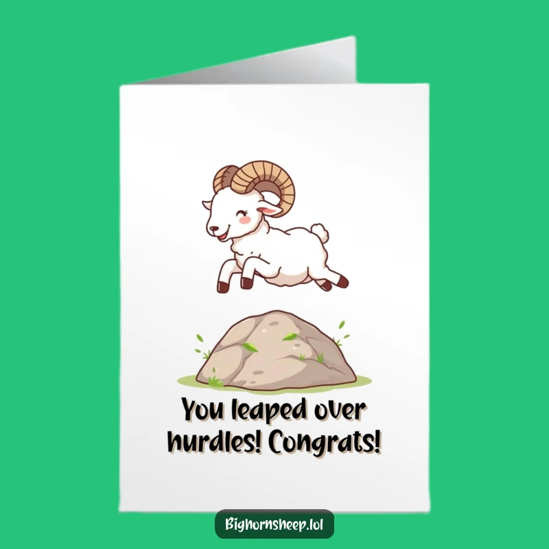 Free Printable Bighorn Sheep Congrats Card: Celebrate Victories with this Hilarious Leaping Design