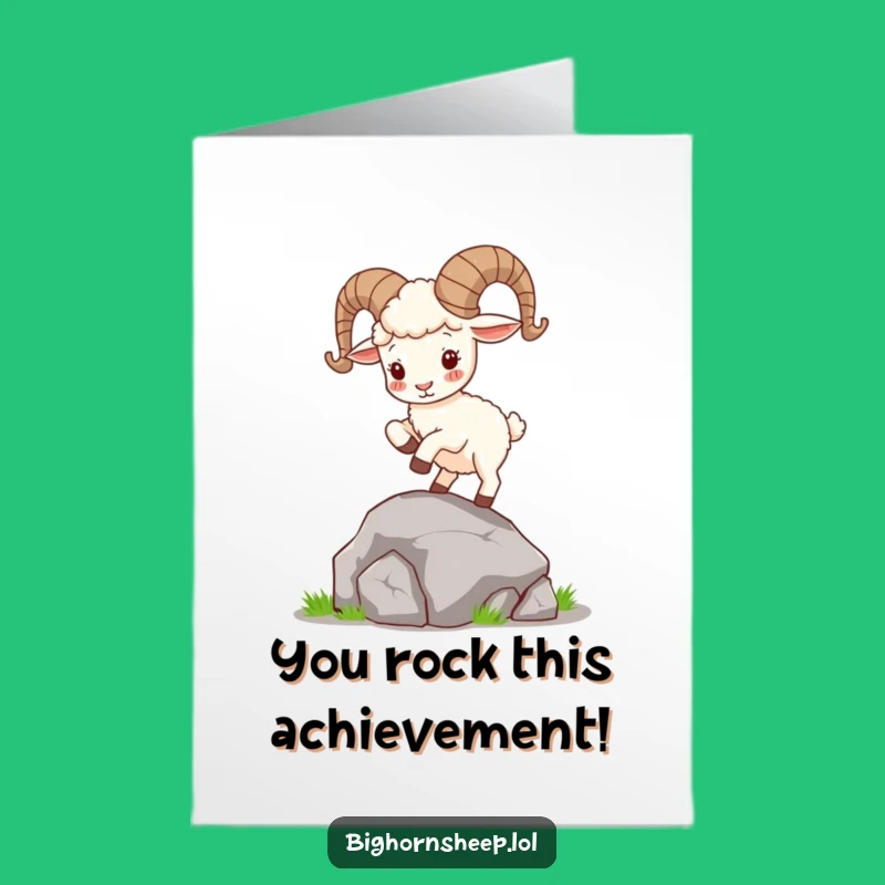 Free Printable Bighorn Sheep Congrats Card: Playful Rock Hopper, Unique Downloadable Gift