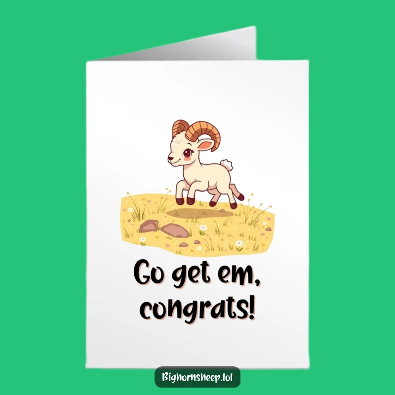 Free Printable Congrats Card: Bighorn Sheep Cub's Energetic Leap