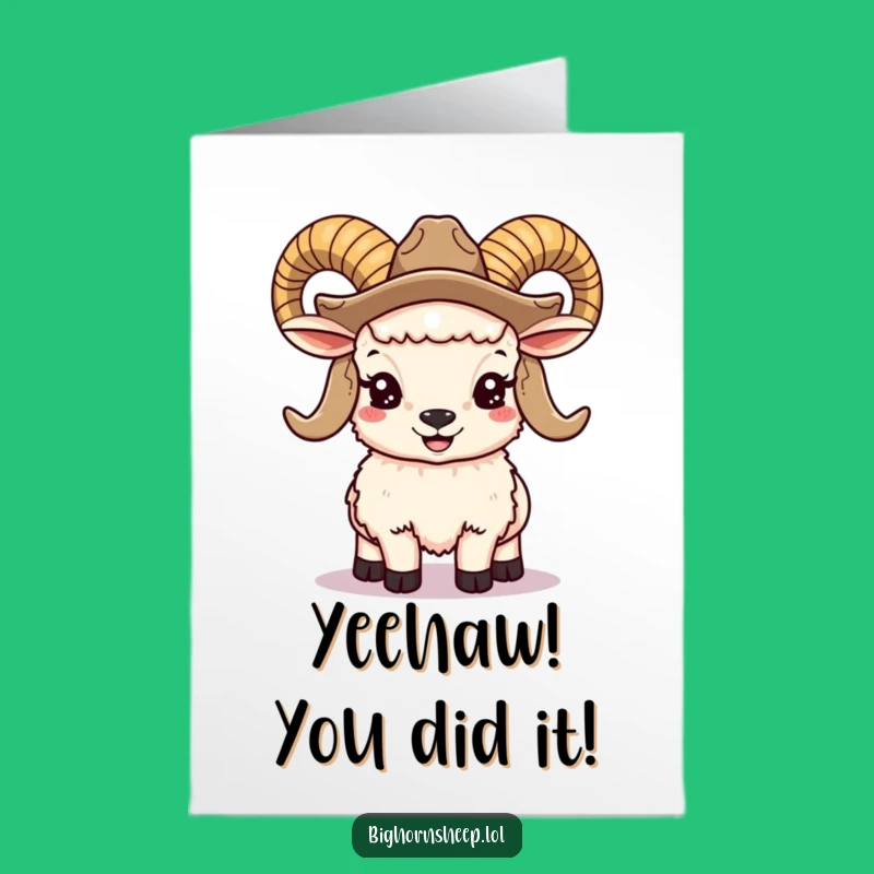 Free Printable Congrats Card: Cowboy Bighorn Sheep - Funny Downloadable