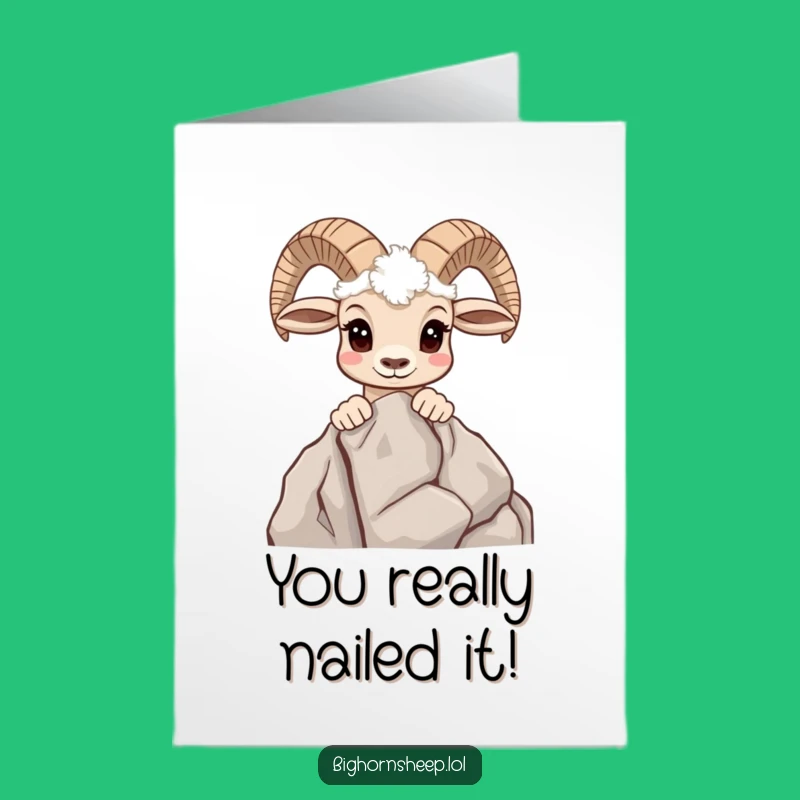 Free Printable Congrats Card: Funny Sheep Peak View Downloadable