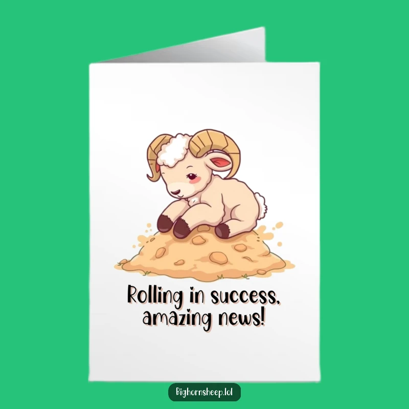 Free Printable Congrats Card: Joyful Bighorn Sheep Cub Rolling Celebration