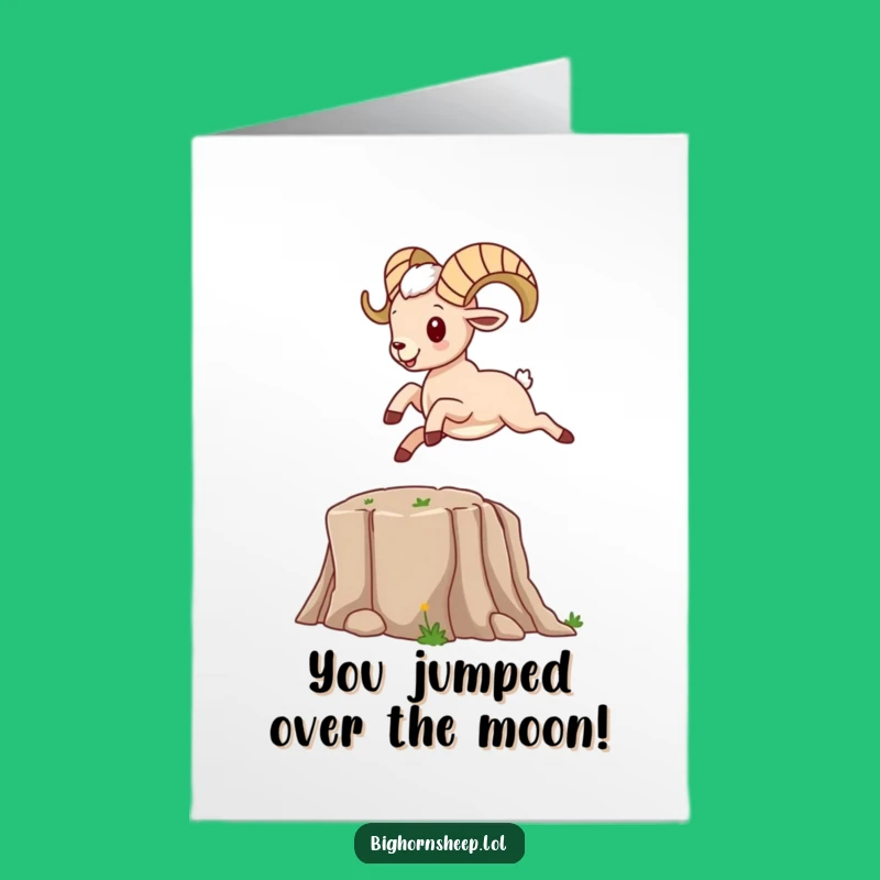 Free Printable Leaping Bighorn Sheep Congratulations Card - Funny Downloadable Gift