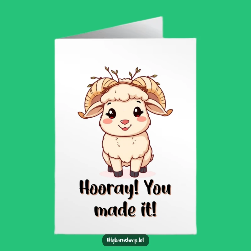 Free Printable Congrats Card: Twig Crown Bighorn Sheep Funny Downloadable Gift