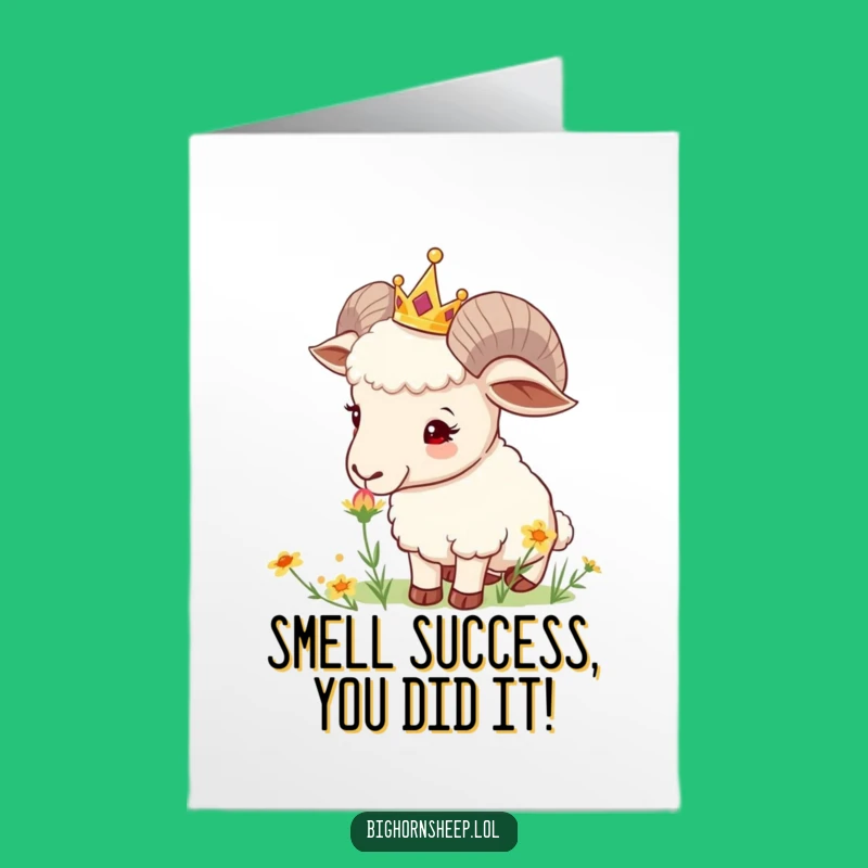 Free Printable Bighorn Congrats Card: Royal Sheep & Flower, Unique Downloadable Gift