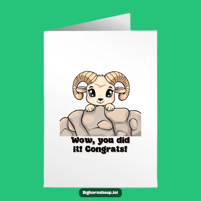 Free Printable Curious Bighorn Sheep Congrats Card: Express Surprise with this Hilarious Downloadable Gift