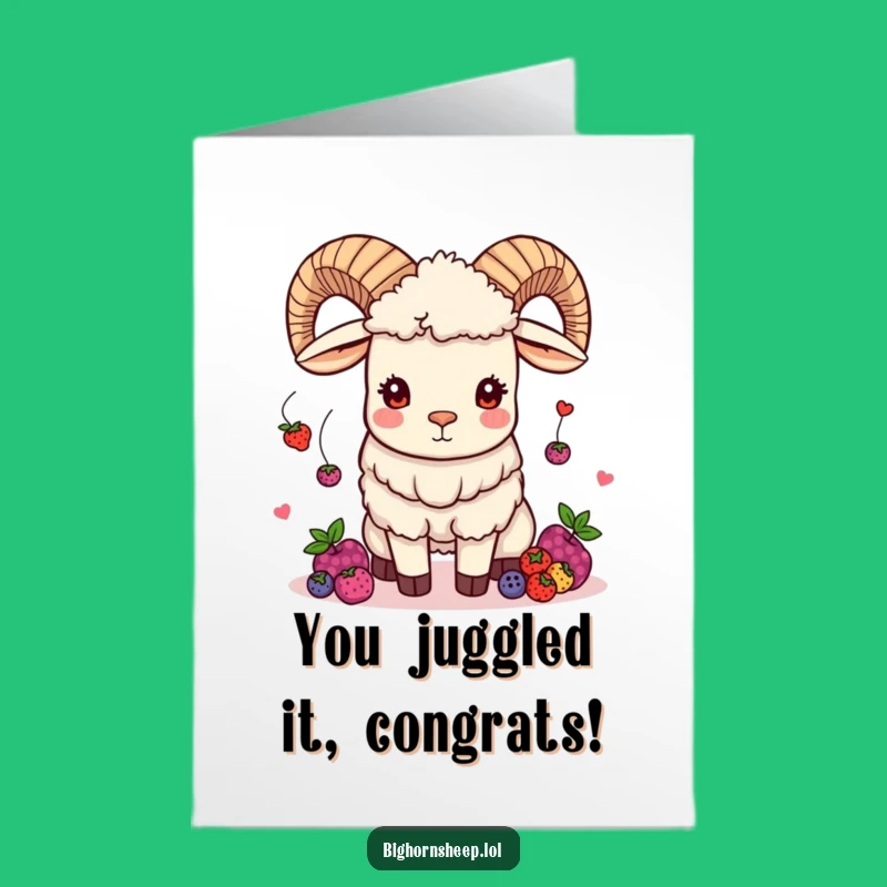 Free Printable Congrats Card: Juggling Bighorn Sheep - Funny Downloadable Celebration Gift